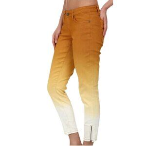 Prana Jett Dripped Cumin Ombre Low Rise Zip Cuff Capris Sz 27